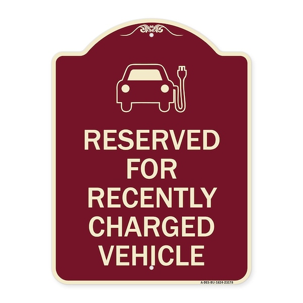 Signmission Reserved for Recently Charged Vehicle W/ Graphic Heavy-Gauge Aluminum Sign, 24" x 18", BU-1824-23178 A-DES-BU-1824-23178 - main